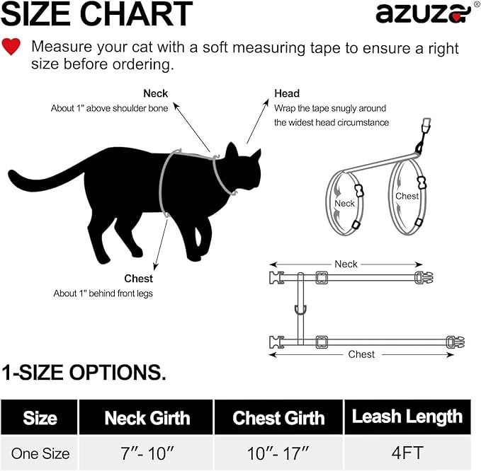 azuza Cat Harness and Leash Set for Safe Walking and Travel, Escape Proof Cat Harness, Lightweight Soft and Comfortable, Adjustable Kitten Harness for Small Medium Large Cats, Yellow Cactus