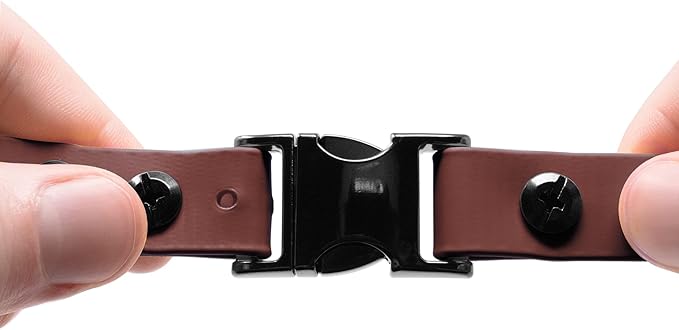 Educator Quick Snap Bungee Dog Collar, Biothane, Waterproof, Odorproof, Easy Connect and Disconnect Clasp and D Ring with Comfort Bungee Loop, Adjustable for Custom Fit, 3/4-Inch, Brown