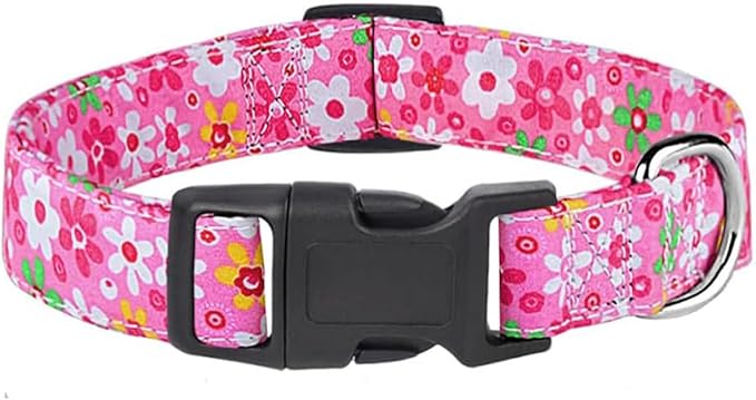 Dog Collar, Adjustable Dog Collar for Small Medium Large Dogs, Cute Puppy Collar for Boy and Girl Dogs, Cute Design for Boys Girls Male Female Dog Pet Collar(Pink Floral,S)