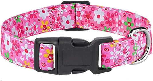 Dog Collar, Adjustable Dog Collar for Small Medium Large Dogs, Cute Puppy Collar for Boy and Girl Dogs, Cute Design for Boys Girls Male Female Dog Pet Collar(Pink Floral,S)