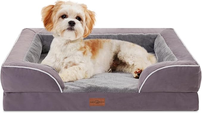 Comfort Expression Small Dog Beds Waterproof Orthopedic Foam Dog Sofa Beds for Small Dogs Comfy Pet Bed with Washable Removable Cover & Non-Slip Bottom(X-Small,Purple)