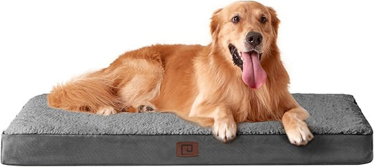 EHEYCIGA Orthopedic XXL Dog Beds for Jumbo Dogs with Removable Washable Cover for Crate, Grey, 47x29