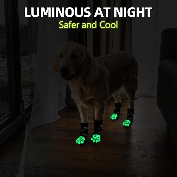 PUPTECK Non-Slip Dog Socks Double Sides Grips for Hardwood Floors Prevents Licking, Dog Shoes for Hot Pavement Booties for Senior Small Medium Large Dogs