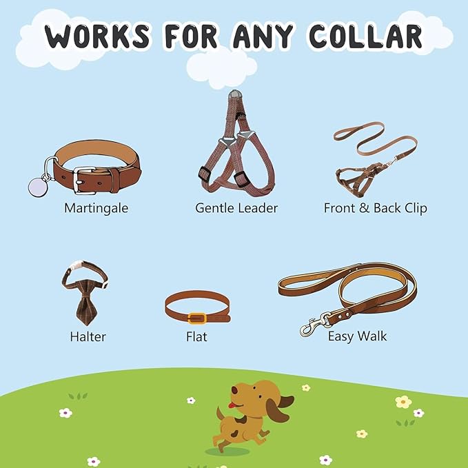 YUEPET Dog Safety Collar Clips 2 Pack Adjustable Prong Collar Backup Clips Reflective Double Ended Backup Clasp Leash Connector for Dog Harness to Collar Safety Clip(Black*2)
