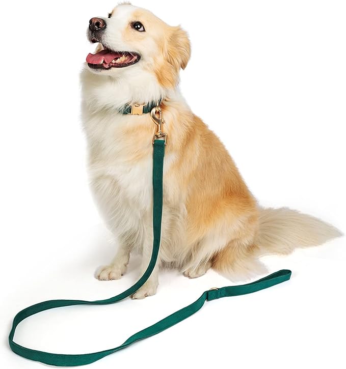 Soft Dog Collar with Metal Buckle Adjustable Durable Comfort Cotton Corduroy Collars for Small Medium Large Dogs Velvet Dog Collars,Dark Green,Small