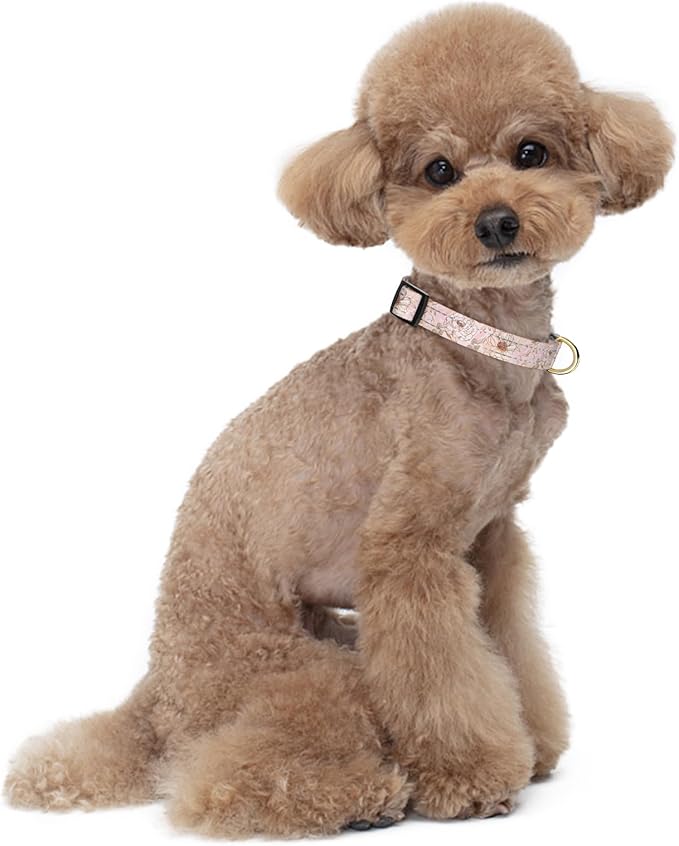 Reflective Dog Collar for Small Dogs, Cute Flower Theme Adjustable Heavy-Duty Nylon Puppy Collar for Boy and Girl Female, Soft Pet Accessories with Quick Release Buckle, Neck 10-16", Pink