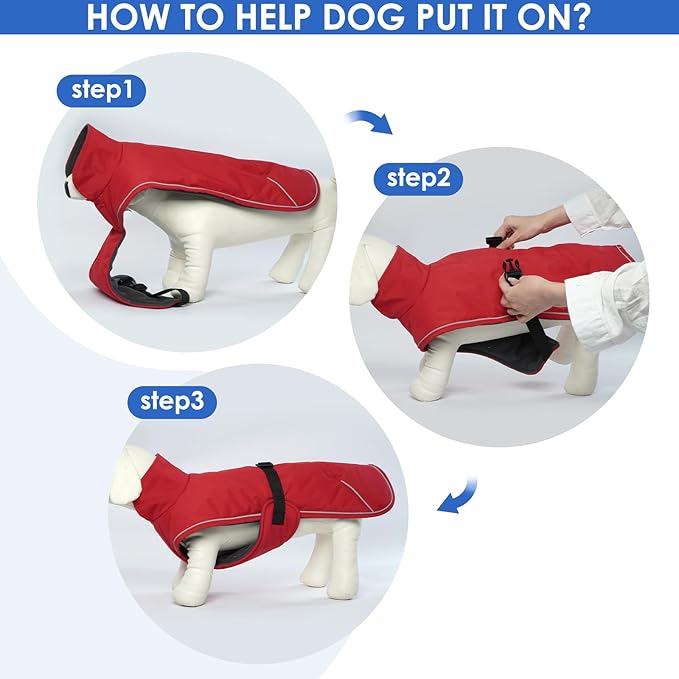 Dachshund Coat Warm Winter Dog Coat - Red, XLarge - Waterproof Dachshund Coat with Fleece Lining, Adjustable Buckle Closure Dachshund Clothes, Christmas Dachshund Snowsuit Harness Hole