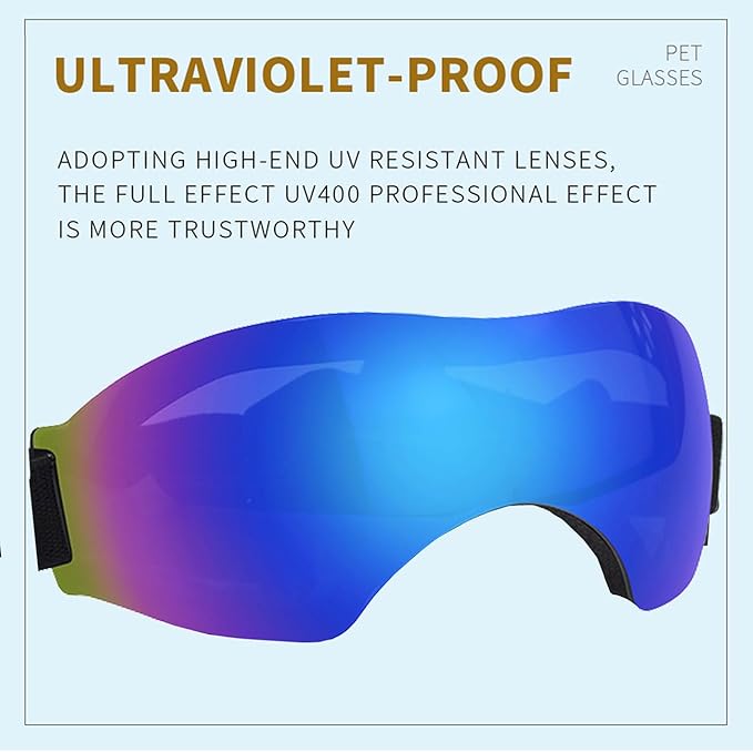 Large Dog Sunglasses with Adjustable Strap, UV Protection, Winproof, Snowproof, Suitable for Large Dogs