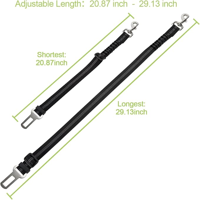 SlowTon Dog Seat Belt Harness for Car, Dog Car Harness Adjustable Mesh Breathable & Dog Seatbelt Safety Tether with Elastic Bungee for Small Medium Large Pets(Black, Single Clip, M)