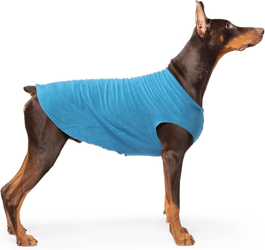 Stretch Fleece Dog Coat, Stretchy Pet Sweater, Machine Washable Pullover for Winter and Fall, Marine Blue, 24