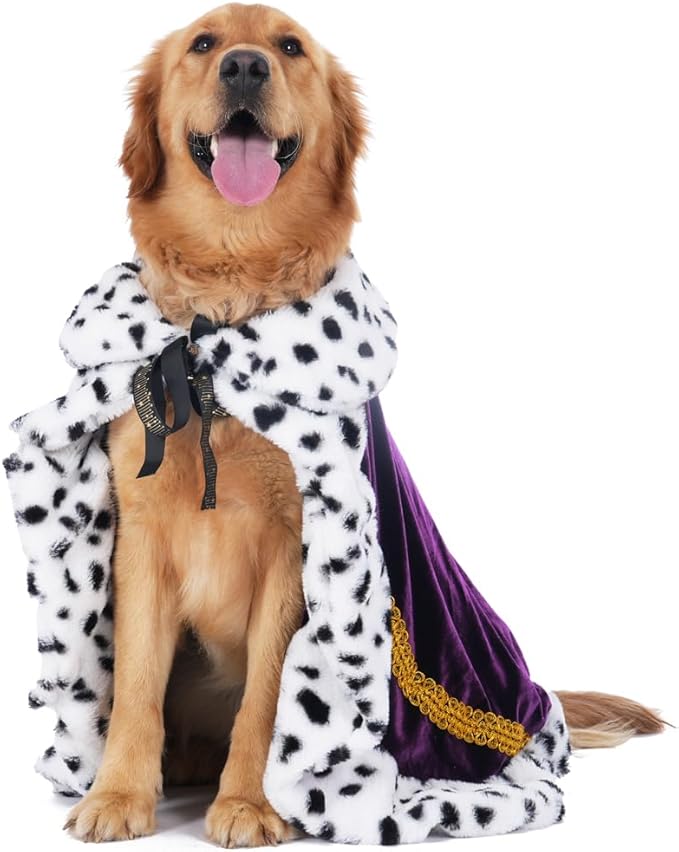 Lovelyshop pet Serial Lux Fur Purple Cat Dog Cloak for Halloween Costumes, King Queen Prince and Princess Cosplay-XL