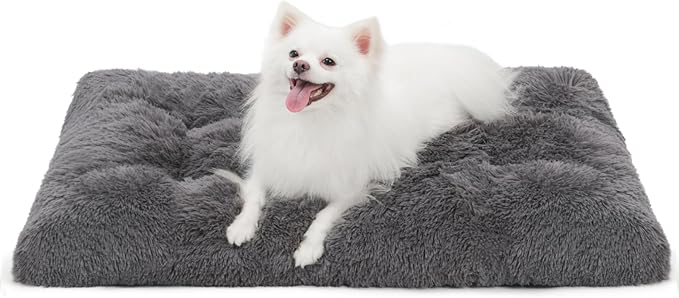 Medium Dog Bed Crate Pad Mat for Cages Washable Bed for Medium Small Size Dog Soft Kennel Pad Anti-Slip Pet Bed,30" x 20",Dark Grey