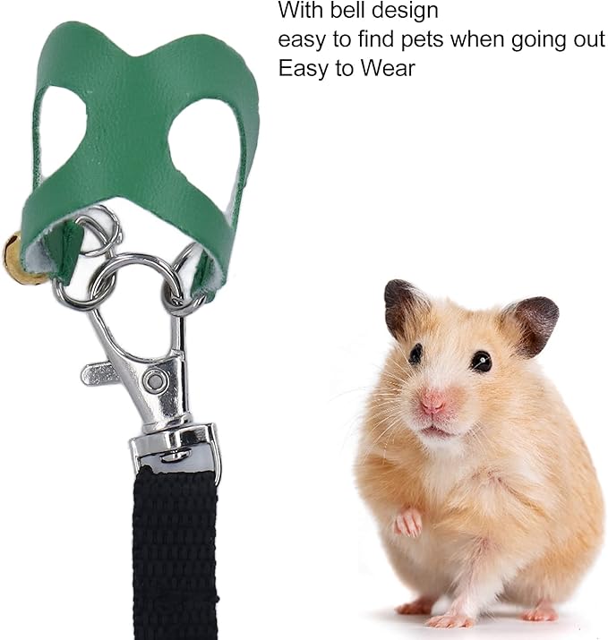 Hamster Harness and Leash Set No Pulling Guinea Pig Striped Harness Hamster Harness Vest or Ferret, Iguana, Hamster, Bearded Dragon Green