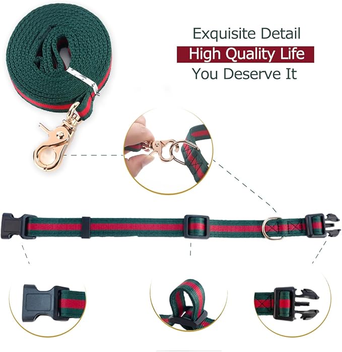 Elegant Dog Collar and Leash Set - Durable Soft Pet Collars and Leashes, Luxury Gift for Medium Dogs