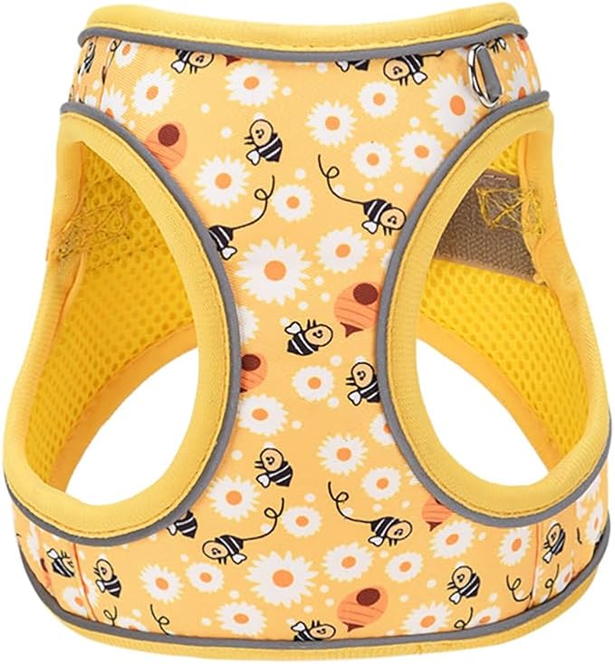 Step in Dog Harness and Leash Set, Flower Adjustable Easy Walk Puppy Harnesses, Soft Mesh Pet Vest Harness Small Size Adjustable No Pull Dog Harness for Small Medium Dogs(Bee, S)