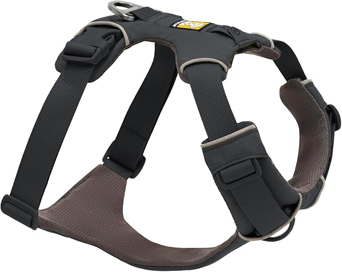 Ruffwear, Front Range Dog Harness, Reflective Soft Padded Everyday Harness with Dual Leash Clips, Adjustable and Lightweight Fit for Training or Walking for All Dogs, Basalt Gray, X-Small