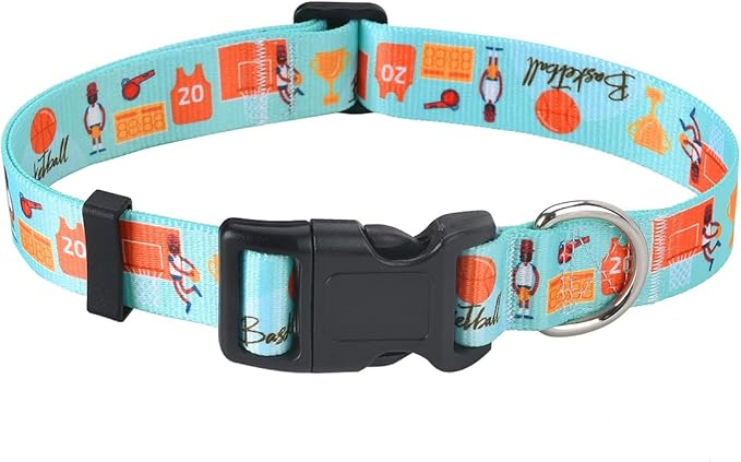 Dog Collar with Bohemia Floral Tribal Geometric Patterns - Soft Ethnic Style Collar Adjustable for Small Medium Large Dogs(Basketball,XS)