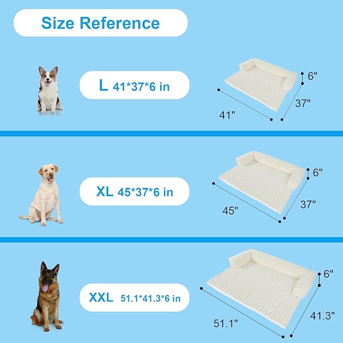 Luxurious Dog Couch Bed, Washable Calming Dog Couch Cover, Removable Couch Protector for Dogs, Waterproof Sofa Bed, Pet Bed Mats for Couch, Pet Couch Covers for Sofa(White, XL)