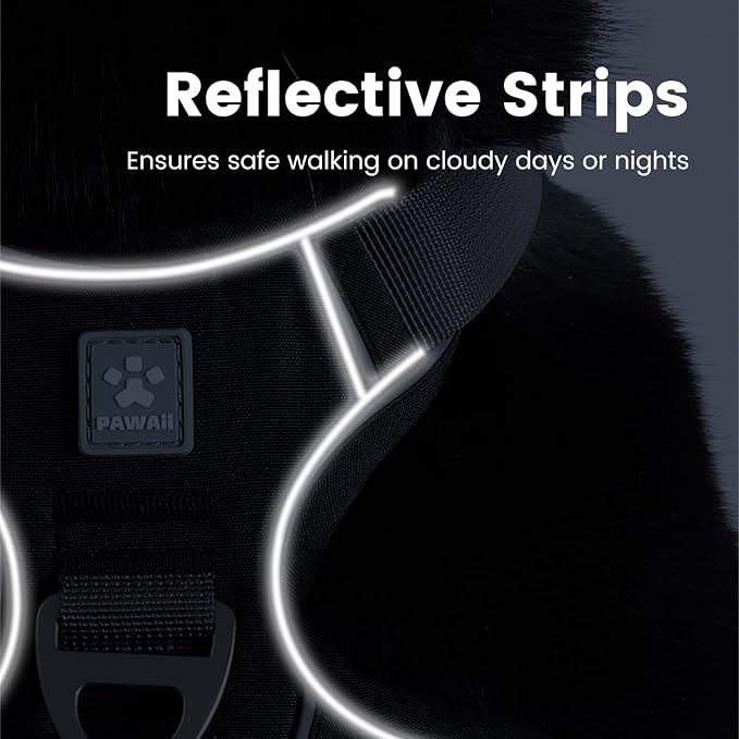 Pawaii No Pull Dog Harness with Pet ID Tag,Reflective Strips No Choke Front O Ring Breathable Mesh Adjustable Soft Padded Pet Vest with Easy Control Handle for Medium Dogs