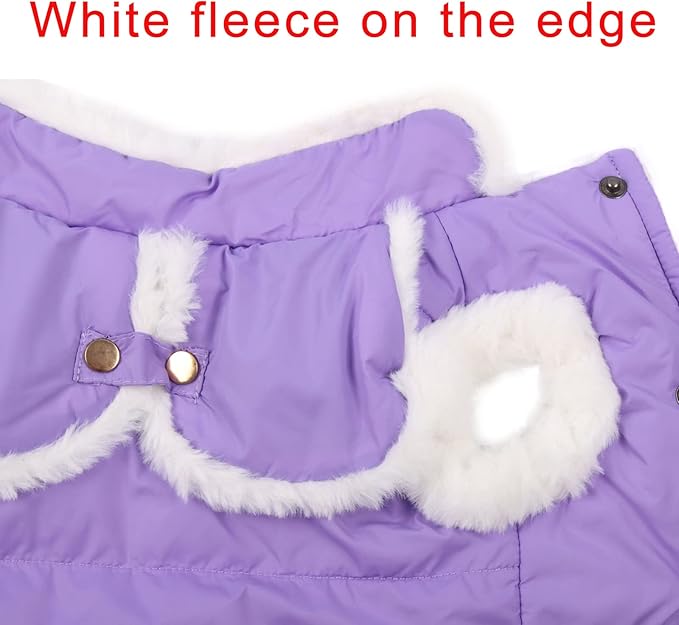 Shawl Design Fleece Lined Warm Dog Jacket for Winter Cold Weather,Soft Windproof Large Dog Coat,Purple XXXL