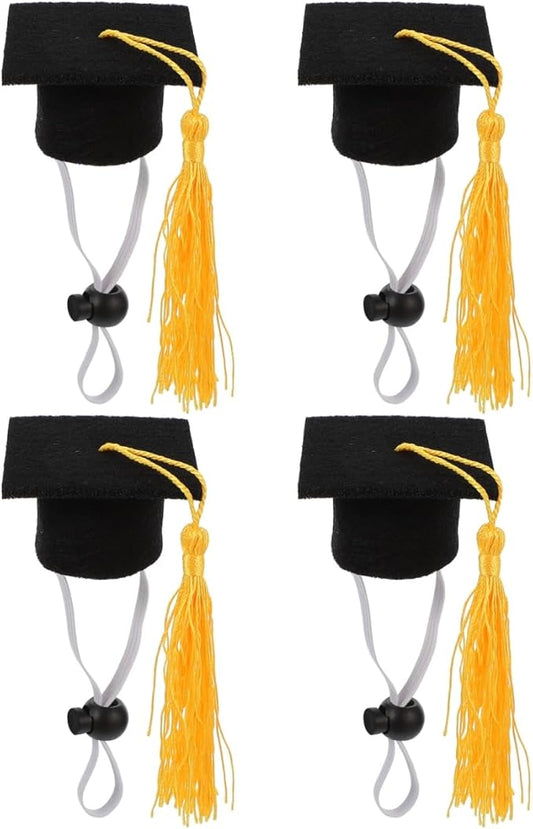 KESYOO 4pcs Mini Graduation Cap Pet Graduation Caps Small Dog Graduation Hats with Yellow Tassel Pet Graduation Costume for Dogs Cats Holiday Costume Accessory