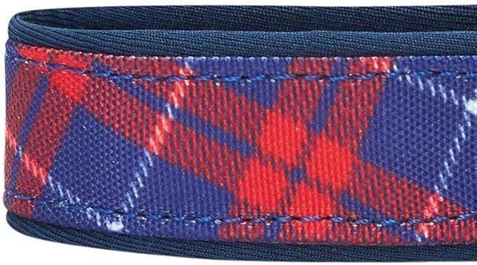Blueberry Pet 7 Patterns Soft & Comfy Scottish Iconic Navy Blue & Red Plaid Padded Adjustable Dog Collar, Medium, Neck 14.5"-20"