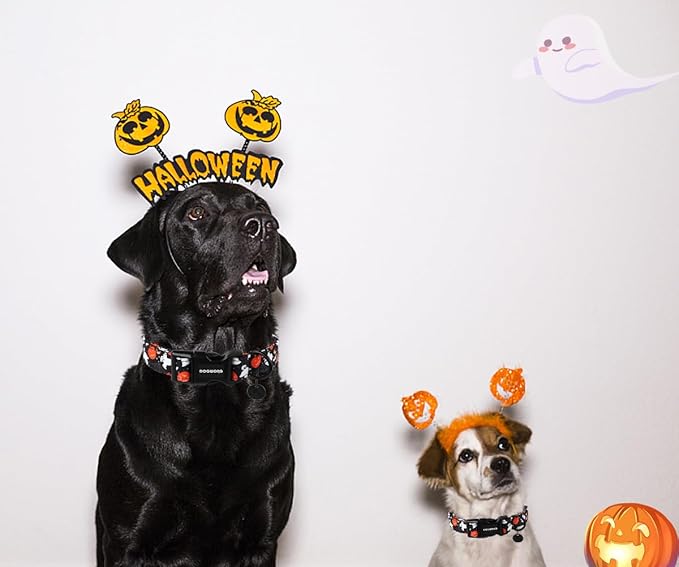 DOGWONG Cotton Dog Collar, Heavy-Duty Fall Dog Collar Durable Soft Fabric Pet Dog Collars Cute Halloween Puppy Necklace for Small Medium Large Dogs