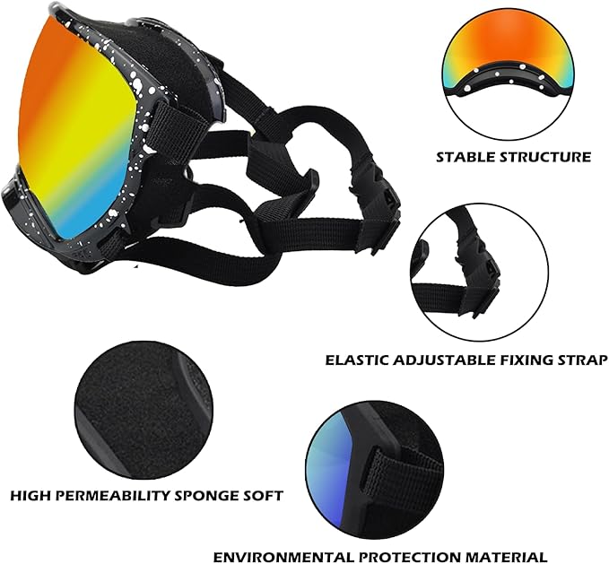 Small Dog Sunglasses with Adjustable Strap UV Protection, Winproof Dog Puppy Sunglasses, Suitable for Small Dog Pet Glasses, Dogs Eyes Protection，Soft Dog Goggles