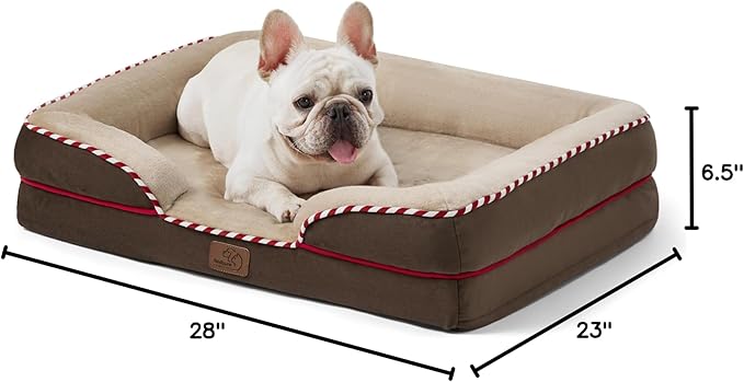Bedsure Orthopedic Dog Bed for Medium Dogs - Waterproof Dog Sofa Beds Medium, Supportive Foam Pet Couch Bed with Removable Washable Cover, Waterproof Lining and Nonskid Bottom, Brown