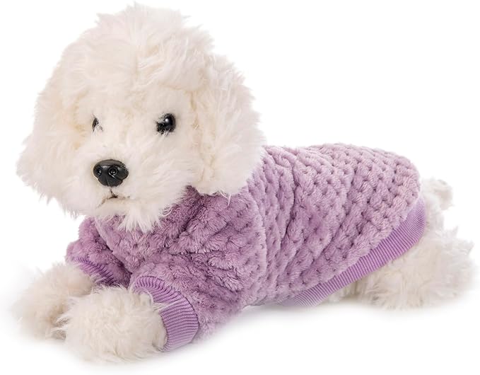 Dog Sweater, 3 Pack Dog Sweaters for Small Medium Dogs or Cat, Warm Soft Flannel Pet Clothes for Dogs Girl or Boy, Dog Shirt Coat Jacket (Small, Pink+Purple+Light Green)