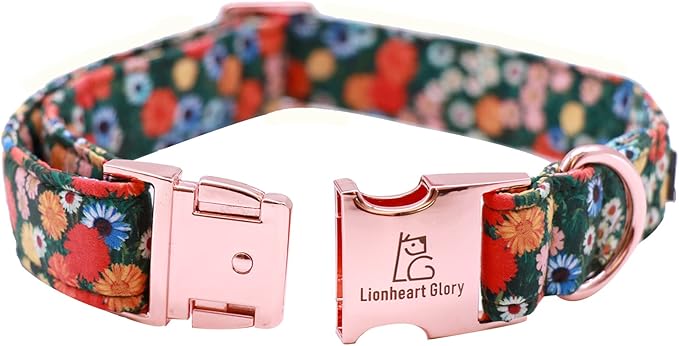 Lionheart Glory Dog Collar, Dog Collar with Flower, Cute Floral Pattern Pet Collar Adjustable Dog Collar for Large Dogs