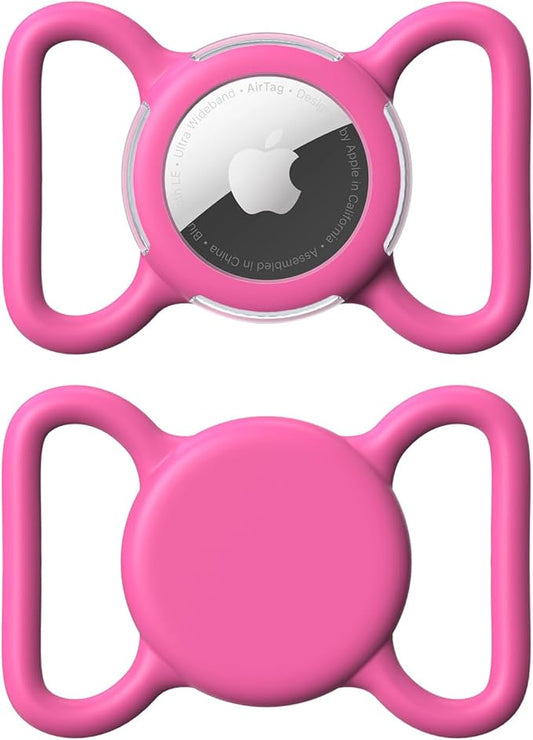 Waterproof Airtag Holder for Dog Collar, Soft Full-Body Protective Airtag Holder for Dog & Cat Collars, Ultra-Durable, Easy Installation, Lightweight Clear Airtag Case (Rose, Large)