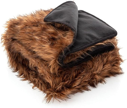 Waterproof Faux Fur Dog Blanket - Waterproof Dog Blanket for Bed, Couch or Dog Crate - Brown [50"x60"]