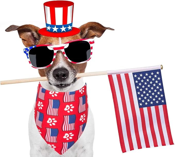 ADOGGYGO Bandana, Polyester Dog Bandana, Reversible, 4th of July, X-Large, Blue Red, Independence Day-1