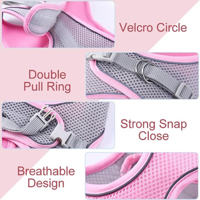 Cat Harness and Leash Set Soft Adjustable Escape Proof Cat Leash Breathable Comfortable Vest Easy to Wear Kitten/Small Dogs Harness for Outdoor Walking Blue XXS