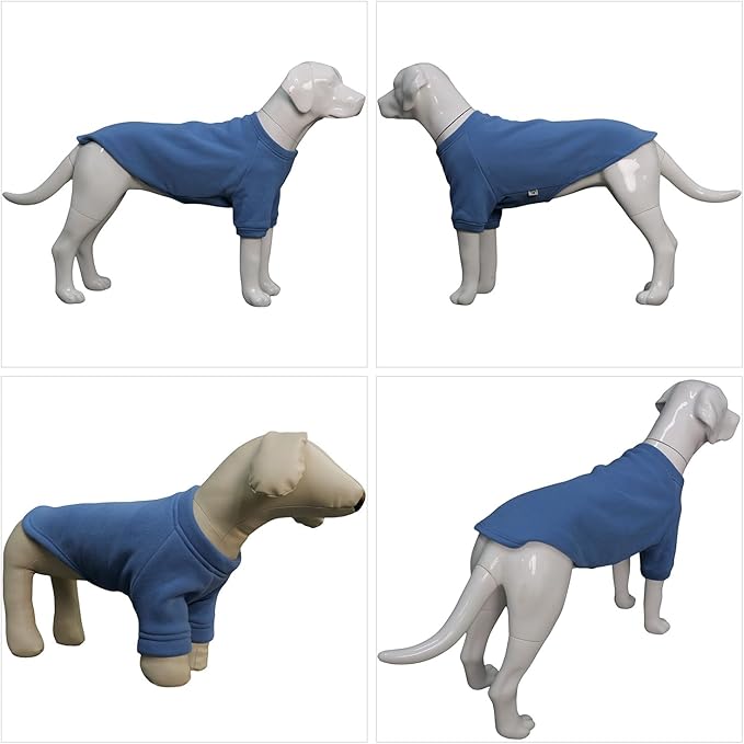 Lovelonglong Sweatshirt Cold Weather Pullover Autumn and Winter T-Shirts for Small Medium Large Size Dogs Sea-Blue XS