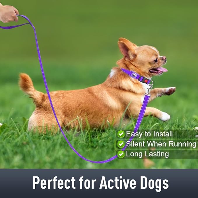Airtag Dog Collar with AirTag Holder for Puppy Small Dogs, Reflective, Soft Padded & Safety Locking Buckle, Nylon Pet Collars Adjustable for All Breeds, Purple,XS