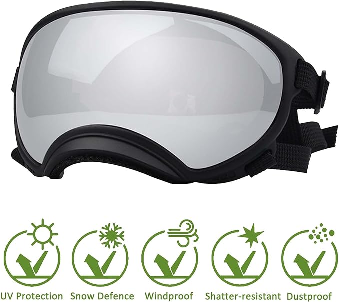 Small Dog Sunglasses with Adjustable Strap UV Protection, Winproof Dog Puppy Sunglasses, Suitable for Small Dog Pet Glasses, Dogs Eyes Protection，Soft Dog Goggles