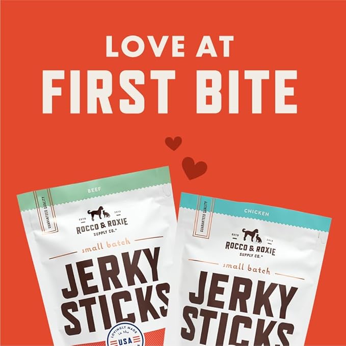 Rocco & Roxie Soft Dog Treats - Beef Jerky Sticks for Senior Dogs & Puppies - Best Training Treats for Small, Medium & Large Breeds - 1lb