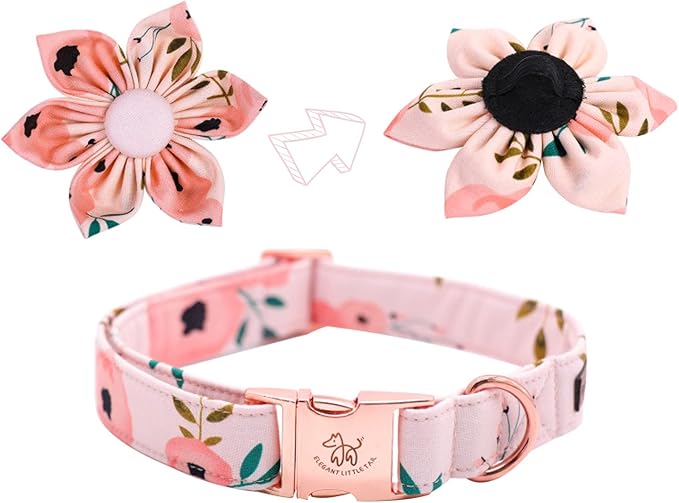 Elegant little tail Flower Girl Dog Collar for Female Dogs, Pet Collar Adjustable Dog Collars with Flower Gift for X-Large Dogs