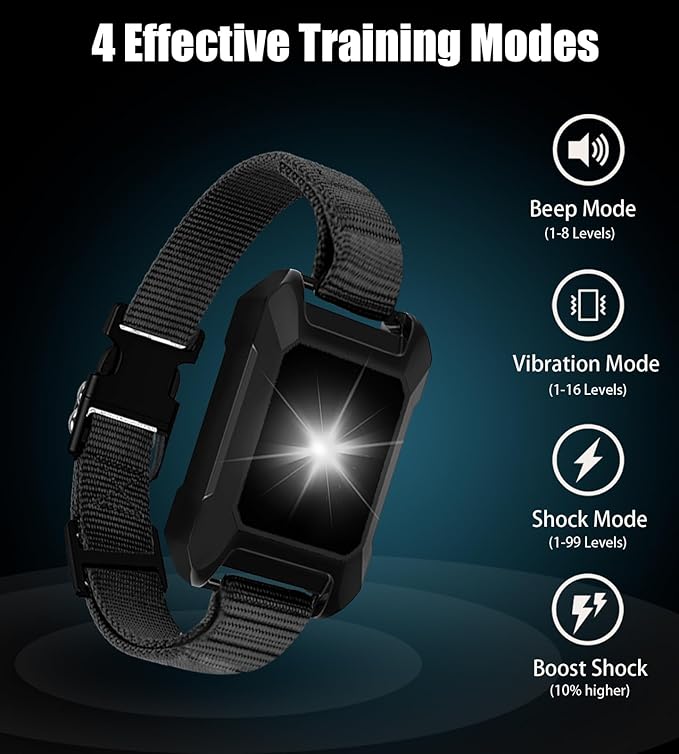 Dog Training Collar with Remote 3600Ft - Shock Collar for Barking Control, 4 Modes(Beep/Vibe/Static), IPX7 Waterproof for Swimming, 30-Day Rechargeable Battery, Adjustable for Small to XL Dogs