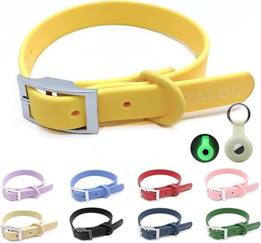 ZALER Waterproof Dog Collar, Adjustable Odor Proof Dog Collars Easy to Clean, Soft Comfortable Pet Collars for Large, Medium Small Dogs (XL, Butter Yellow, 1pc)
