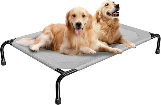 Simple Trending Raised Bed for Extra Large Dog, Waterproof XL Pet Cot, Breathable Big Bed Load 400lb, Grey