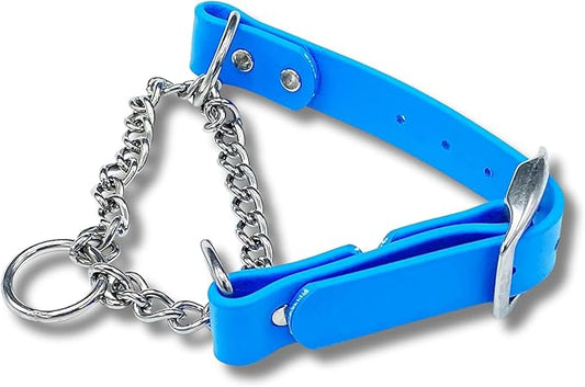 Martingale Collar for Dogs, Biothane, Stainless Steel Hardware, No Pull, Made in The USA, Professional Grade, Small, Light Blue