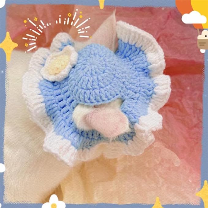 QWINEE Flower Design Knit Cute Dog Hat Soft Cat Hat Rabbit Hat Halloween Christmas Party Costume Head Wear Accessories for Puppy Cat Kitten Small Dogs Small Animals Violet Purple M