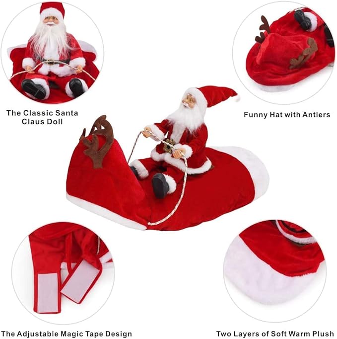 Idepet New Santa Dog Costume Christmas Pet Clothes Winter Hoodie Coat Clothes for Dog Pet Clothing Chihuahua Yorkshire Poodle (2XL)