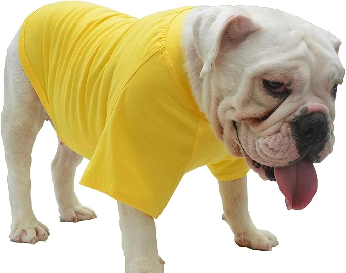 Lovelonglong Bulldog Clothes Dog Clothing Blank T-Shirt Tee Shirts for French Bulldog English Bulldog American Pit Bull Pugs 100% Cotton Skin Care Yellow B-M