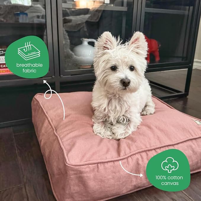 Molly Mutt Kyoto Dog Bed Duvet Cover, GOTS-Certified 100% Organic Cotton Canvas Cover for Dog, Puppy, or Cat Bed, Durable, Washable, and Free of Harmful Chemicals, Small, 22"x27"x5", Dusty Pink