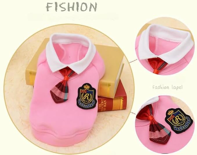 Pet Uniform School Skirts Sailor Costume Dog Campus Clothes Teddy Cute Bowtie Adorable Puppy Apparel (Medium,Pink Dresses)