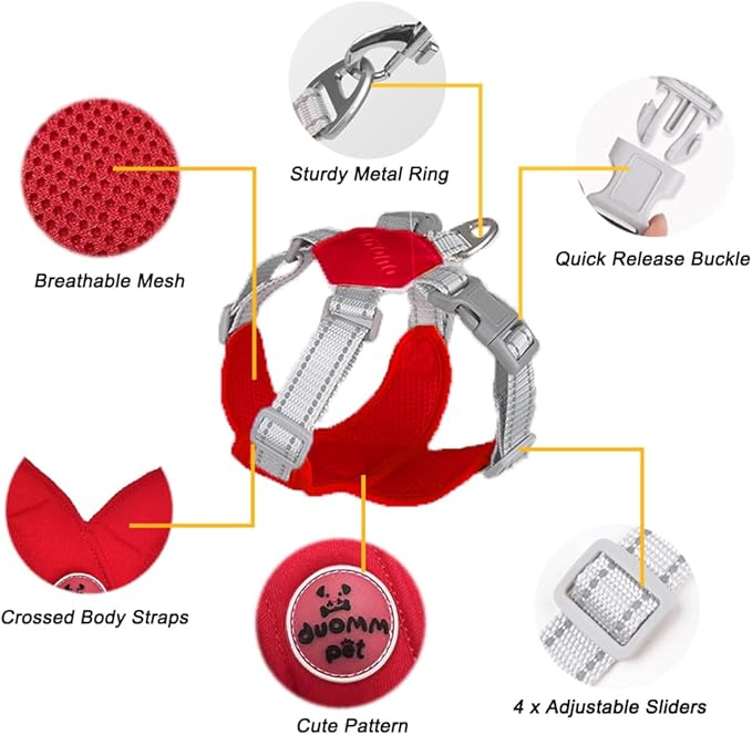 FEimaX Dog Harness Pet X Frame No Pull Step-in Harnesses with Leash Set, Adjustable Reflective Choke Free Puppy with Padded Vest for Small, Medium Dogs and Cats Walking Training